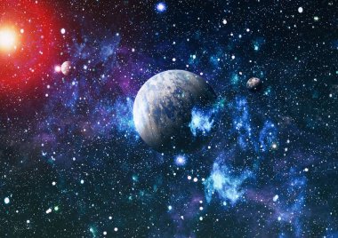 Nebula ve galaksiler uzayda. Bu görüntünün elementleri NASA tarafından desteklenmektedir.