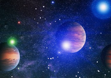 Nebula ve galaksiler uzayda. Bu görüntünün elementleri NASA tarafından desteklenmektedir.