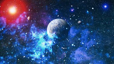 Uzaydaki gezegenler, yıldızlar ve galaksiler uzay keşiflerinin güzelliğini gösteriyor. NASA tarafından döşenmiş elementler