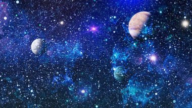 Uzaydaki gezegenler, yıldızlar ve galaksiler uzay keşiflerinin güzelliğini gösteriyor. NASA tarafından döşenmiş elementler