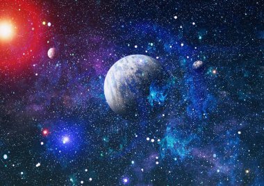 Uzaydaki gezegenler, yıldızlar ve galaksiler uzay keşiflerinin güzelliğini gösteriyor. NASA tarafından döşenmiş elementler