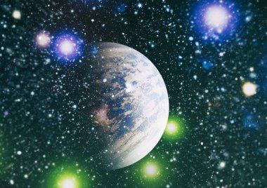 Uzaydaki gezegenler, yıldızlar ve galaksiler uzay keşiflerinin güzelliğini gösteriyor. NASA tarafından döşenmiş elementler