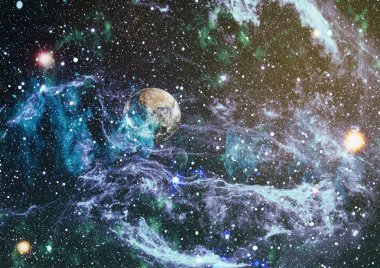 Uzaydaki gezegenler, yıldızlar ve galaksiler uzay keşiflerinin güzelliğini gösteriyor. NASA tarafından döşenmiş elementler