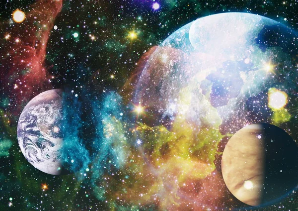 Renkli derin uzay. Evren kavramı arka plan. Nasa tarafından döşenmiş bu görüntü unsurları