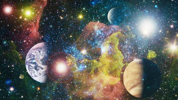 Planets Stars Galaxies Outer Space Showing Beauty Space Exploration Elements — Stock Photo, Image