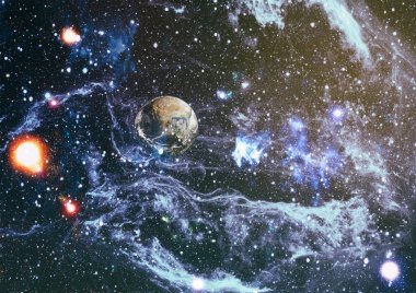 Uzaydaki gezegenler, yıldızlar ve galaksiler uzay keşiflerinin güzelliğini gösteriyor. NASA tarafından döşenmiş elementler