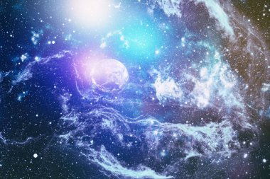 Uzaydaki gezegenler, yıldızlar ve galaksiler uzay keşiflerinin güzelliğini gösteriyor. NASA tarafından döşenmiş elementler