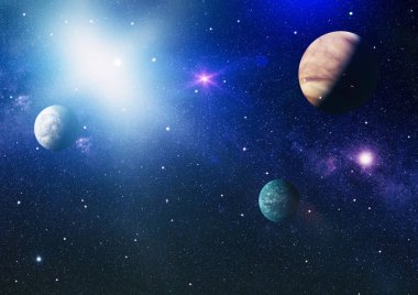 Uzaydaki gezegenler, yıldızlar ve galaksiler uzay keşiflerinin güzelliğini gösteriyor. NASA tarafından döşenmiş elementler