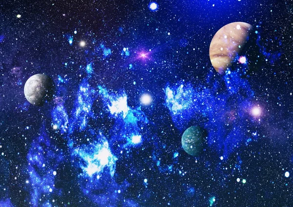 行星和星系 在一个自由的空间 这张照片由美国国家航空航天局提供的元素的星星 — 图库照片