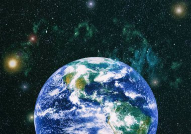 Dünya uzaydan kolaj. Soyut duvar kağıdı. Bizim evimiz. Nasa tarafından döşenmiş bu görüntü unsurları