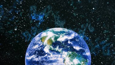 Dünya uzaydan kolaj. Soyut duvar kağıdı. Bizim evimiz. Nasa tarafından döşenmiş bu görüntü unsurları