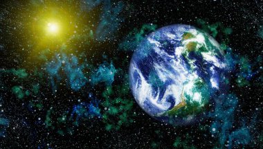 Dünya uzaydan kolaj. Soyut duvar kağıdı. Bizim evimiz. Nasa tarafından döşenmiş bu görüntü unsurları