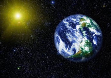 Dünya uzaydan kolaj. Soyut duvar kağıdı. Bizim evimiz. Nasa tarafından döşenmiş bu görüntü unsurları