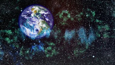 Dünya uzaydan kolaj. Soyut duvar kağıdı. Bizim evimiz. Nasa tarafından döşenmiş bu görüntü unsurları