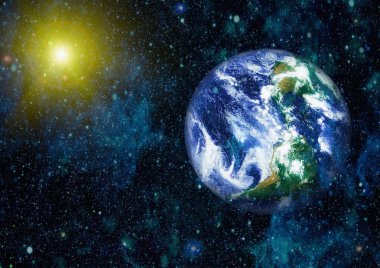 Dünya uzaydan kolaj. Soyut duvar kağıdı. Bizim evimiz. Nasa tarafından döşenmiş bu görüntü unsurları