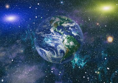 Dünya uzaydan kolaj. Soyut duvar kağıdı. Bizim evimiz. Nasa tarafından döşenmiş bu görüntü unsurları