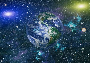 Dünya uzaydan kolaj. Soyut duvar kağıdı. Bizim evimiz. Nasa tarafından döşenmiş bu görüntü unsurları