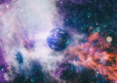 Dünya uzaydan kolaj. Soyut duvar kağıdı. Bizim evimiz. Nasa tarafından döşenmiş bu görüntü unsurları