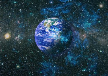 Dünya uzaydan kolaj. Soyut duvar kağıdı. Bizim evimiz. Nasa tarafından döşenmiş bu görüntü unsurları