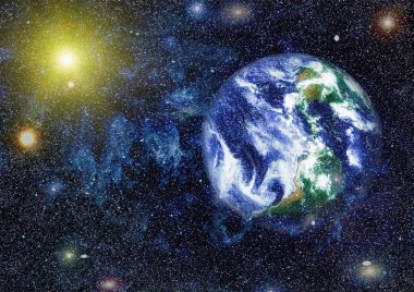 Dünya uzaydan kolaj. Soyut duvar kağıdı. Bizim evimiz. Nasa tarafından döşenmiş bu görüntü unsurları