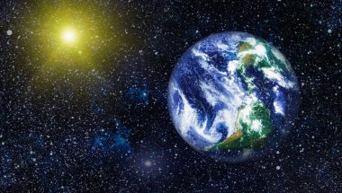 Dünya uzaydan kolaj. Soyut duvar kağıdı. Bizim evimiz. Nasa tarafından döşenmiş bu görüntü unsurları