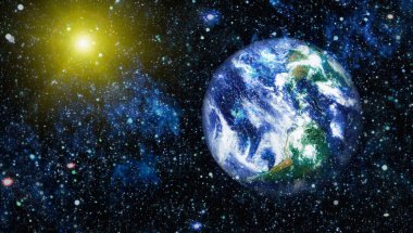 Dünya uzaydan kolaj. Soyut duvar kağıdı. Bizim evimiz. Nasa tarafından döşenmiş bu görüntü unsurları