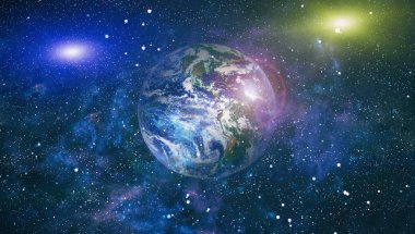 Dünya uzaydan kolaj. Soyut duvar kağıdı. Bizim evimiz. Nasa tarafından döşenmiş bu görüntü unsurları