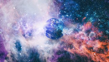 Dünya uzaydan kolaj. Soyut duvar kağıdı. Bizim evimiz. Nasa tarafından döşenmiş bu görüntü unsurları