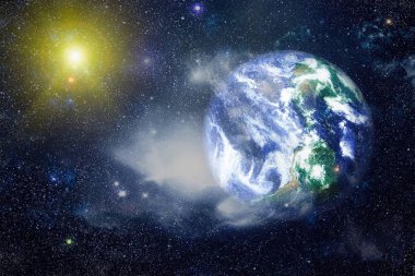 Dünya uzaydan kolaj. Soyut duvar kağıdı. Bizim evimiz. Nasa tarafından döşenmiş bu görüntü unsurları