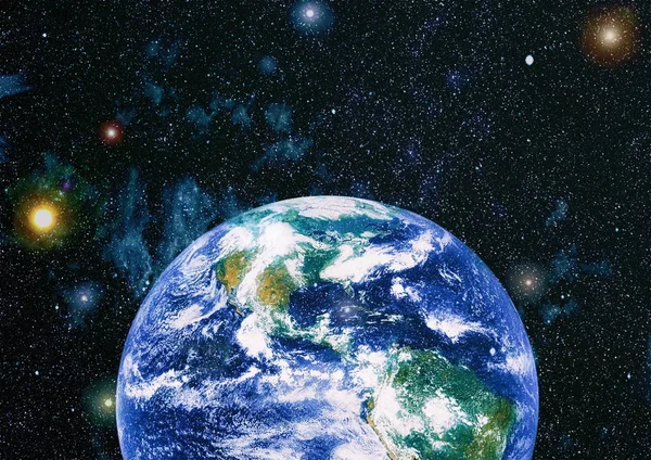 Землі Космічному Просторі Колаж Абстрактних Шпалер Будинок Елементи Цього Зображенні — стокове фото