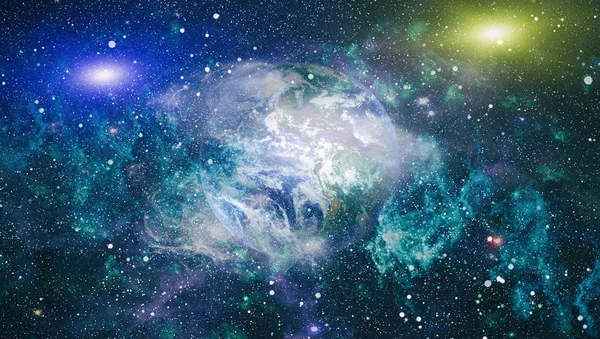 Dünya uzaydan kolaj. Soyut duvar kağıdı. Bizim evimiz. Nasa tarafından döşenmiş bu görüntü unsurları