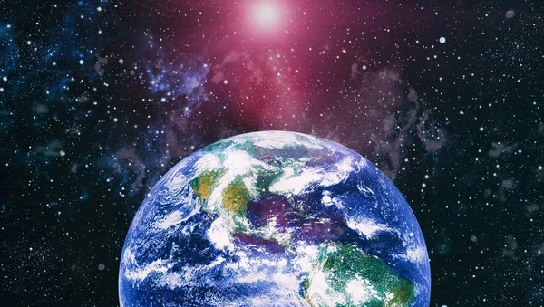 Ziemi Przestrzeni Kosmicznej Kolaż Streszczenie Tapeta Nasz Dom Elementy Tego — Zdjęcie stockowe
