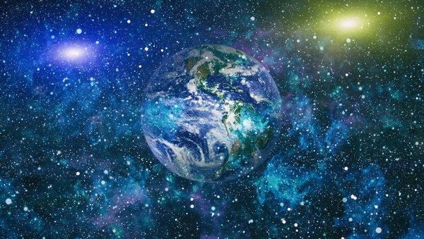Earth in the outer space collage. Abstract wallpaper. Our home. Elements of this image furnished by NASA