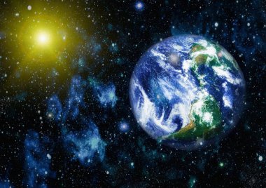 Dünya uzaydan kolaj. Soyut duvar kağıdı. Bizim evimiz. Nasa tarafından döşenmiş bu görüntü unsurları