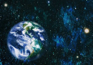 Dünya uzaydan kolaj. Soyut duvar kağıdı. Bizim evimiz. Nasa tarafından döşenmiş bu görüntü unsurları