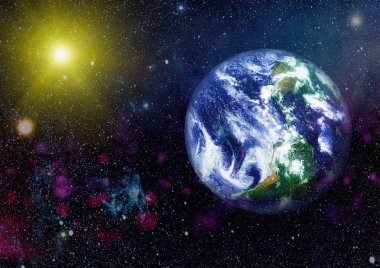 Dünya uzaydan kolaj. Soyut duvar kağıdı. Bizim evimiz. Nasa tarafından döşenmiş bu görüntü unsurları