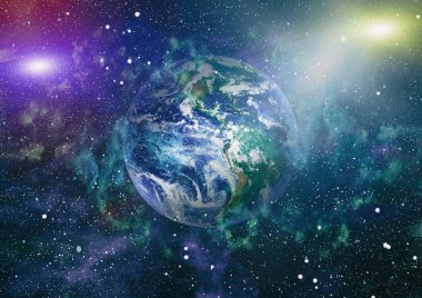 Dünya uzaydan kolaj. Soyut duvar kağıdı. Bizim evimiz. Nasa tarafından döşenmiş bu görüntü unsurları