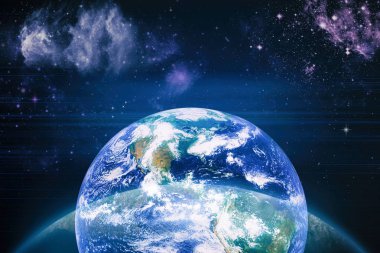 Dünya uzaydan kolaj. Soyut duvar kağıdı. Bizim evimiz. Nasa tarafından döşenmiş bu görüntü unsurları