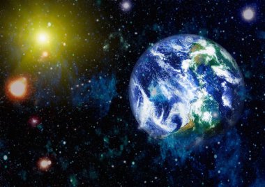 Dünya uzaydan kolaj. Soyut duvar kağıdı. Bizim evimiz. Nasa tarafından döşenmiş bu görüntü unsurları