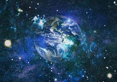 Dünya uzaydan kolaj. Soyut duvar kağıdı. Bizim evimiz. Nasa tarafından döşenmiş bu görüntü unsurları