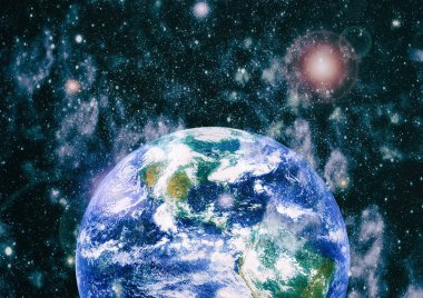 Dünya uzaydan kolaj. Soyut duvar kağıdı. Bizim evimiz. Nasa tarafından döşenmiş bu görüntü unsurları