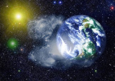 Dünya uzaydan kolaj. Soyut duvar kağıdı. Bizim evimiz. Nasa tarafından döşenmiş bu görüntü unsurları