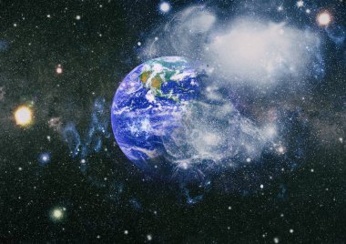 Dünya uzaydan kolaj. Soyut duvar kağıdı. Bizim evimiz. Nasa tarafından döşenmiş bu görüntü unsurları