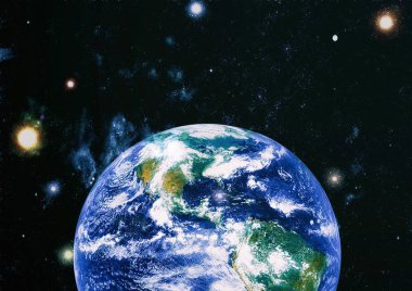 Dünya uzaydan kolaj. Soyut duvar kağıdı. Bizim evimiz. Nasa tarafından döşenmiş bu görüntü unsurları