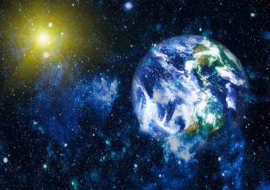 Dünya uzaydan kolaj. Soyut duvar kağıdı. Bizim evimiz. Nasa tarafından döşenmiş bu görüntü unsurları