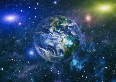 Dünya uzaydan kolaj. Soyut duvar kağıdı. Bizim evimiz. Nasa tarafından döşenmiş bu görüntü unsurları