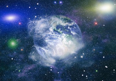 Dünya uzaydan kolaj. Soyut duvar kağıdı. Bizim evimiz. Nasa tarafından döşenmiş bu görüntü unsurları