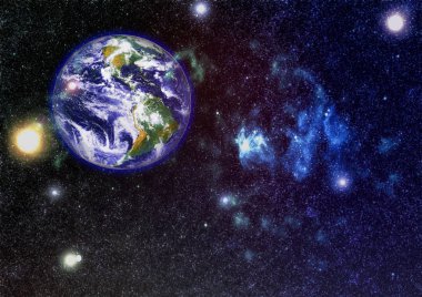 Dünya uzaydan kolaj. Soyut duvar kağıdı. Bizim evimiz. Nasa tarafından döşenmiş bu görüntü unsurları