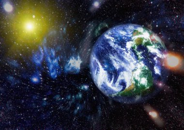 Dünya uzaydan kolaj. Soyut duvar kağıdı. Bizim evimiz. Nasa tarafından döşenmiş bu görüntü unsurları