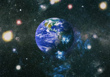 Dünya uzaydan kolaj. Soyut duvar kağıdı. Bizim evimiz. Nasa tarafından döşenmiş bu görüntü unsurları